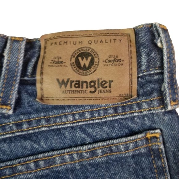 Wrangler 36x30 Blue Jeans Denim Protective Reinforced Legs Work Canvas Double Kn - Picture 4 of 4
